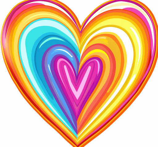 Rainbow heart with orange outline, Webcam style, poignant symbolism