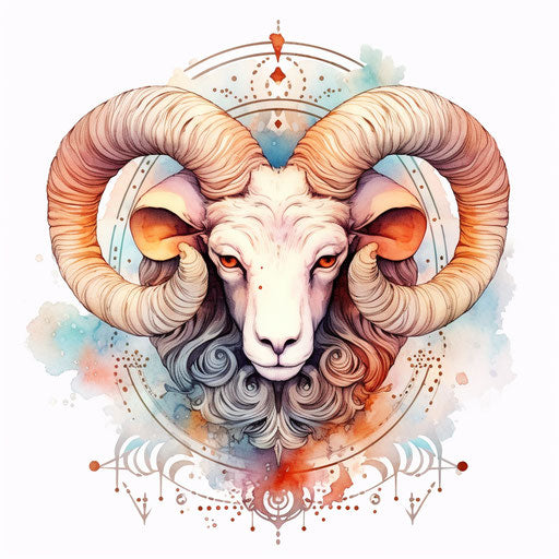 Watercolor illustration of zodiac sign Aries