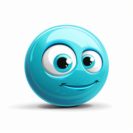 Blue eye and mouth logo for app, white, cute