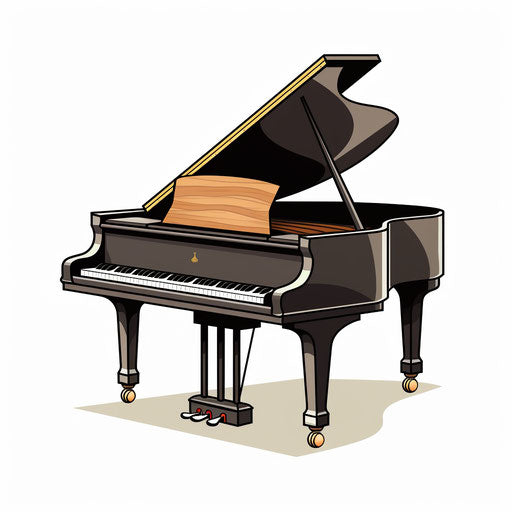 Minimalist piano clipart on white background