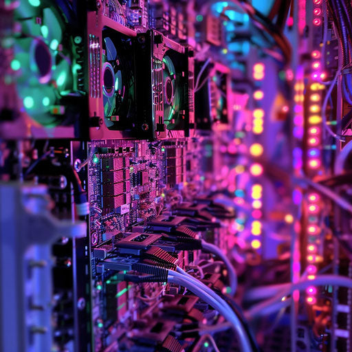 Cryptocurrency mining equipment in action