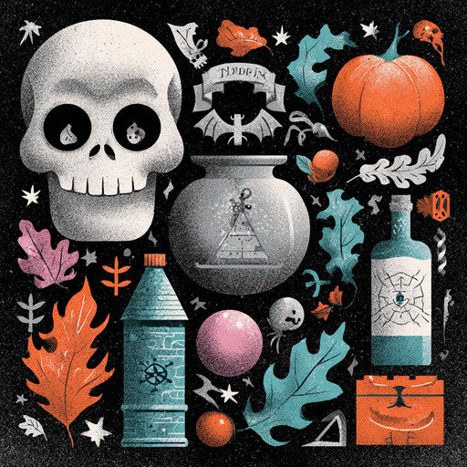 Festive illustration celebrating Halloween with spooky elements