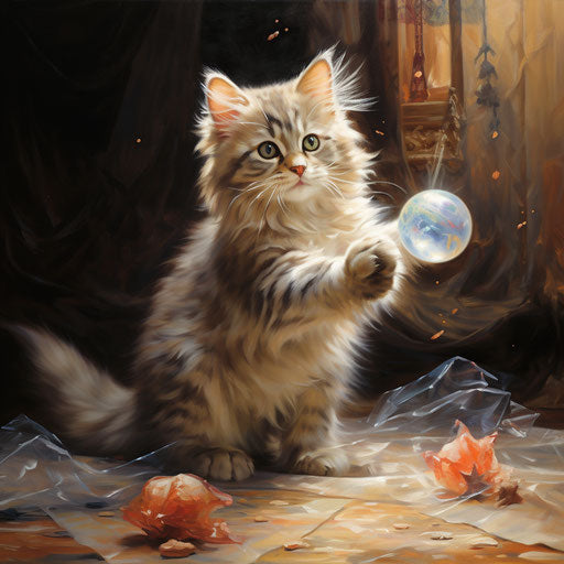 A Siberian cat playing