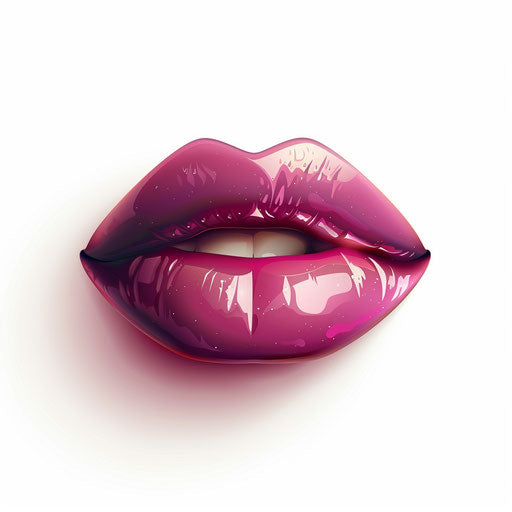 Realistic lips clipart on flat and white background