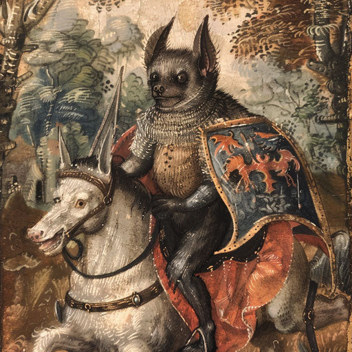 Bat in medieval joust on noble steed