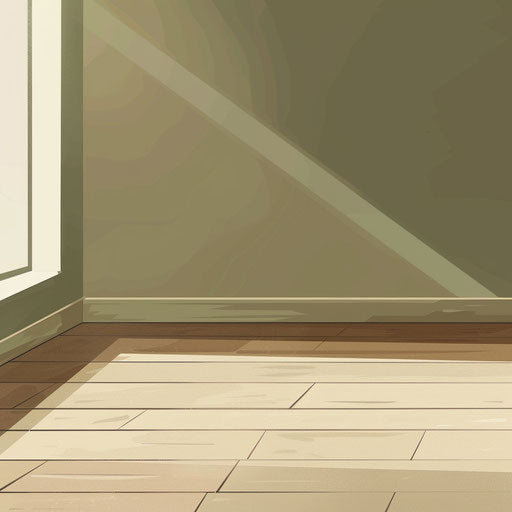 Realistic floor illustration with flat muted olive background