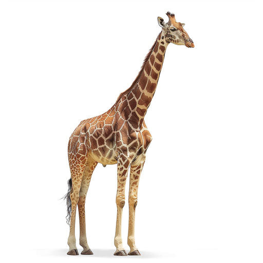 Realistic giraffe clipart on white background with intricate details
