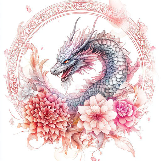 Dragon tattoos for women with floral mandala in soft pastels