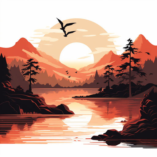 Chiaroscuro Art landscape on white background