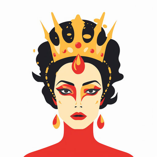 Queen in Minimalist style, on white background
