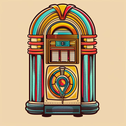 Nostalgic tattoo sketch of a colorful retro jukebox
