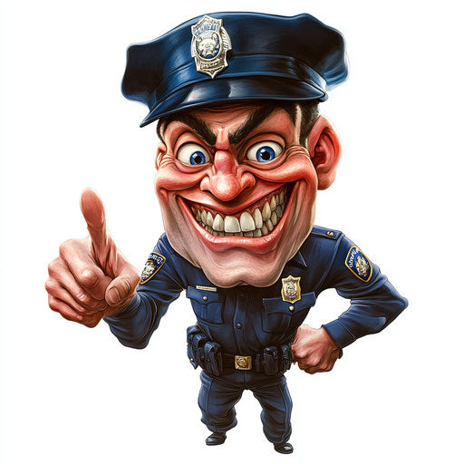 Humorous caricature of a police clipart