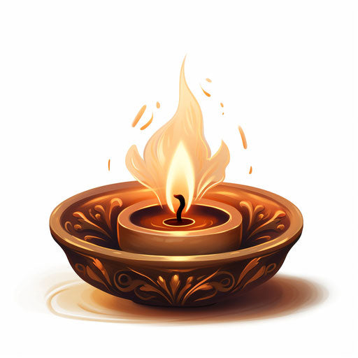 Diya clipart in Chiaroscuro Art style on white background