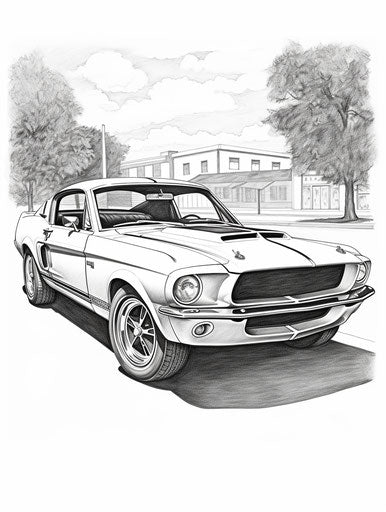 Ford Mustang Coloring Page, Yashica Mat-124G Style, Cobra