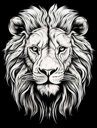 The head of a lion on a background, photo-realistic drawing style, catcore, light gray and white, ten waves, cut and paste, benin art, rounded 3:4