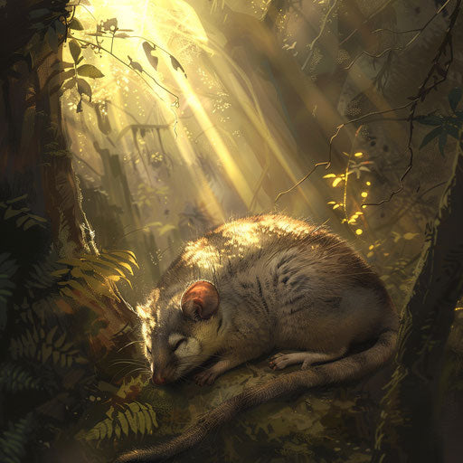 A mountain pygmy possum dozing in a sunbeam