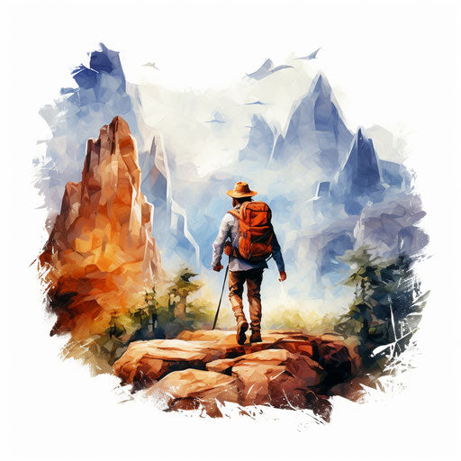 Adventure in oil painting on white background