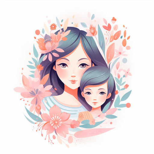 Mom illustration in the style of Pastel Colors Art