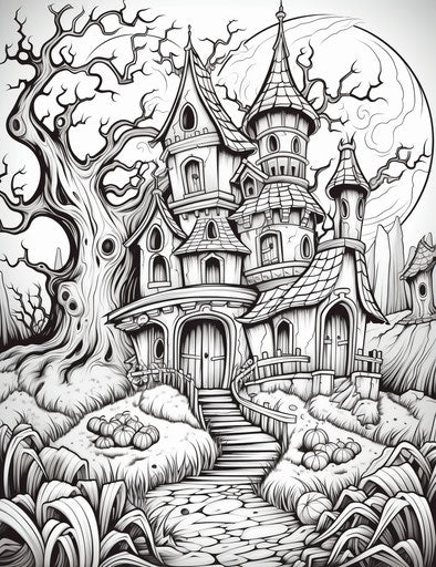 Joyful colorful haunted house