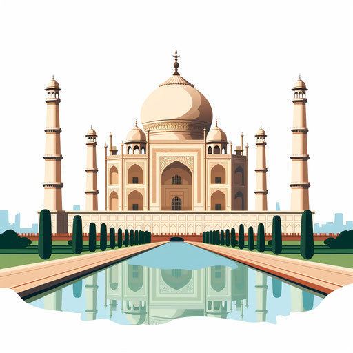Taj Mahal clipart in Minimalist style on white background