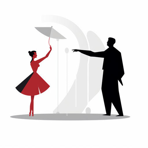 Minimalist-style drama illustration on white background