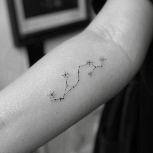 Flat tattoo sketch of the Aquarius constellation