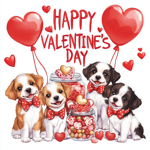 Joyful Valentine's Day with cute puppies