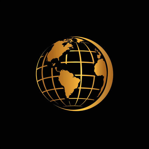 Stylish digital marketing logo with stylized globe on black background