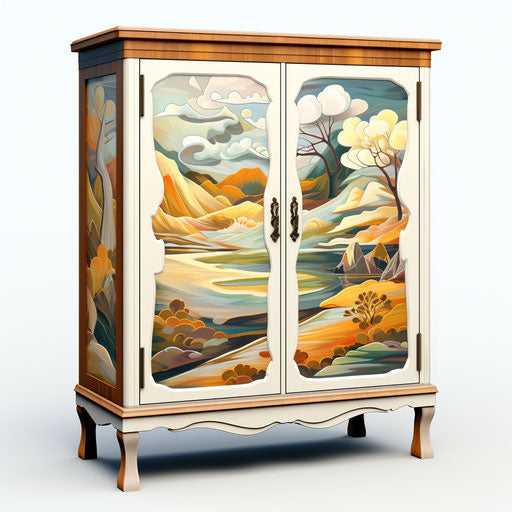 Illustration of a cabinet in the style of Impressionistic Art
