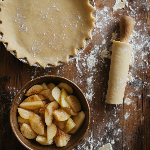 Apple pie preparation with cinnamon and sugar