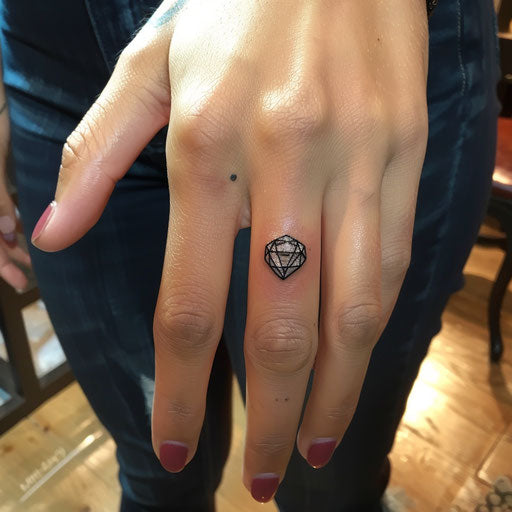 Wedding ring tattoo with diamond design for finger
