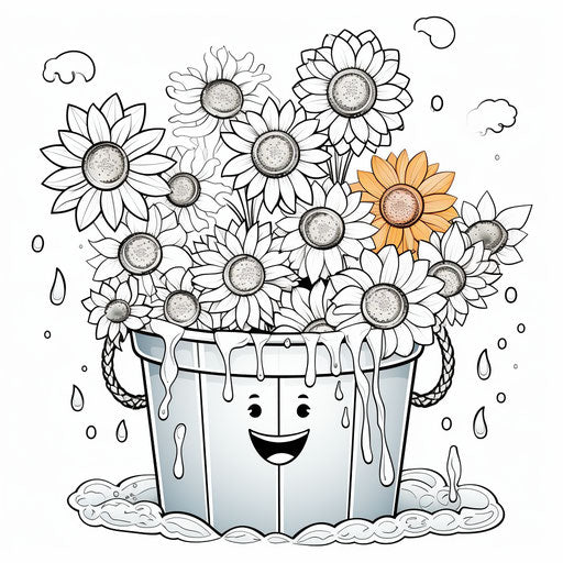 Cheerful summer pail coloring, negative space play