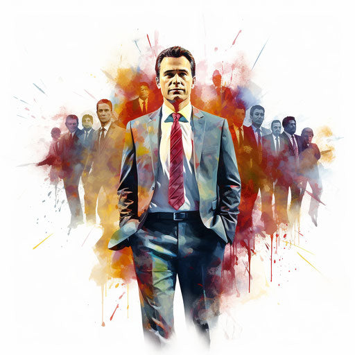 Illustration of leadership in the style of oil painting, on a white background