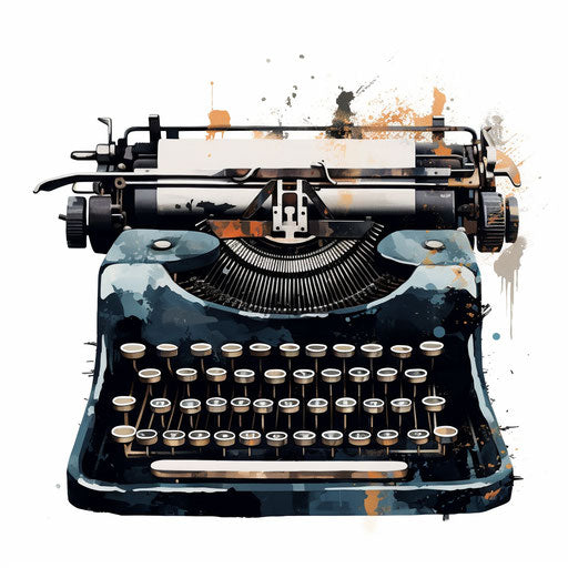 Typewriter illustration in the Chiaroscuro Art style, on a white background