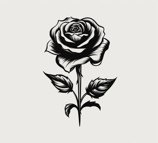 Black and white rose clean and sharp inking