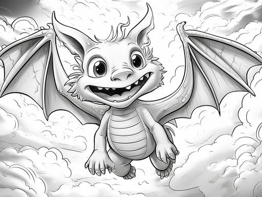 Dragon in the sky coloring page free printable