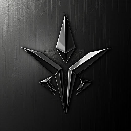 Sleek and modern logo with metallic background and sharp edges