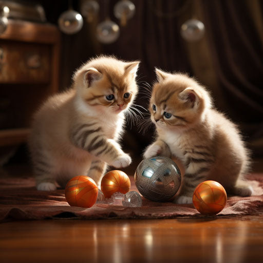 Exotic Shorthair cat kittens at play