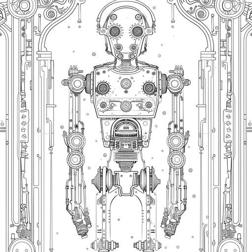 Futuristic robot with complex mechanical parts