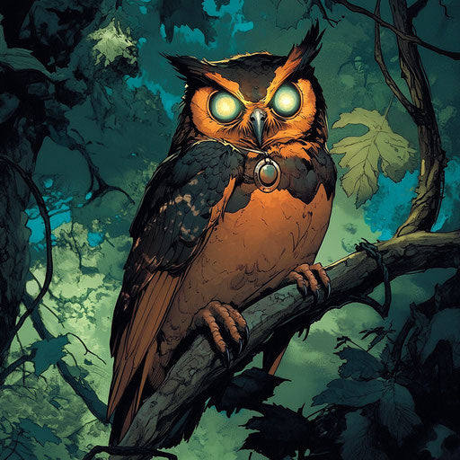 Mystical owl on a branch, half sleeve tattoo for women