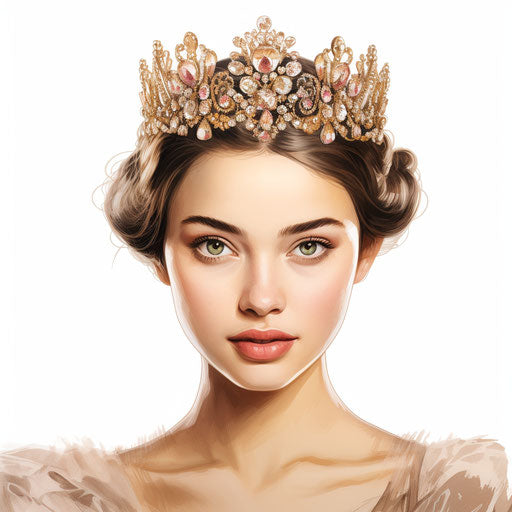 Tiara clipart in the style of Oil painting, on a white background