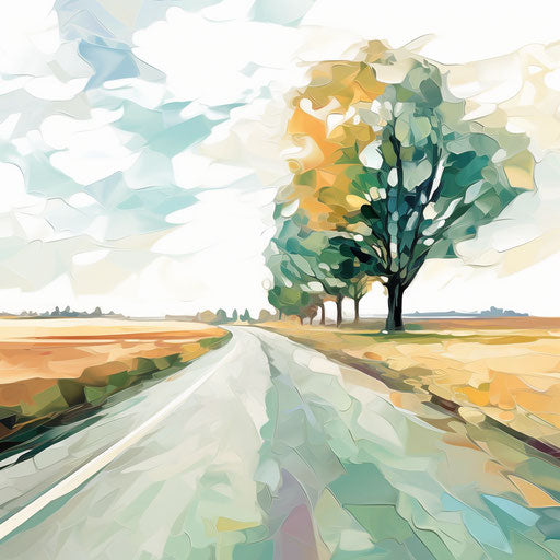 Impressionistic road illustration on white background