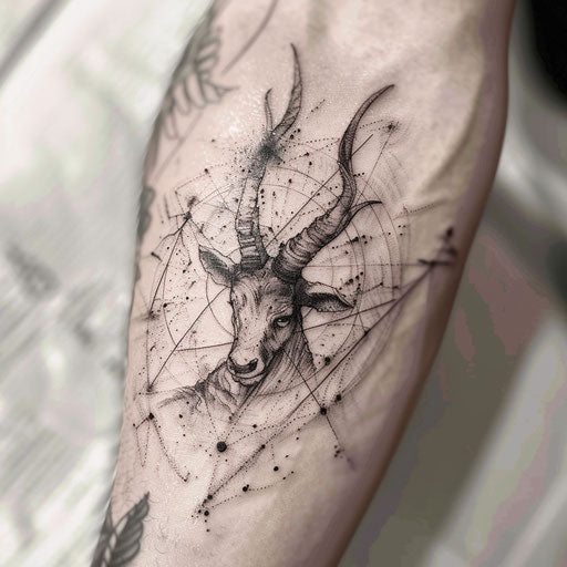 Fine art style Capricorn constellation on white background