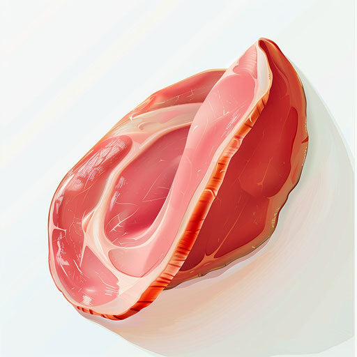 Realistic ham illustration on flat white background