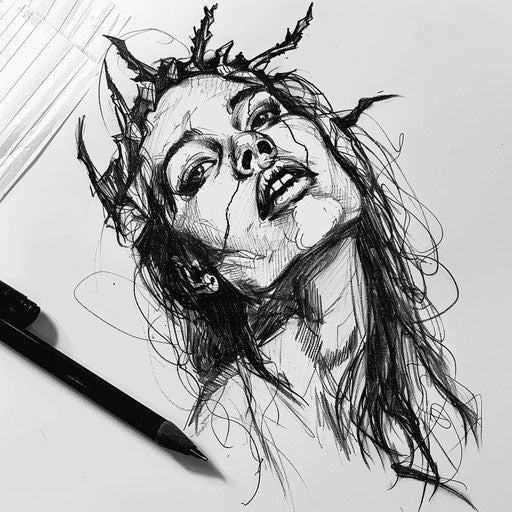 Gothic inspired tattoo sketch of Aphrodite