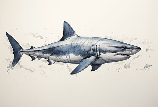 Blue shark in historical illustrations style