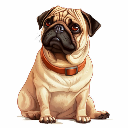 Caricature of pug on white background