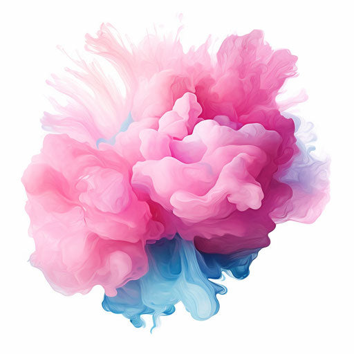 Cotton candy in Impressionistic Art style, on white background