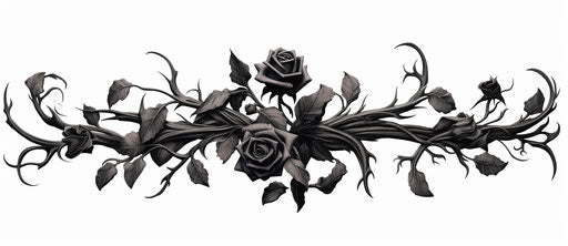 Black rose tattoo design, Southern Gothic-inspired, extruded