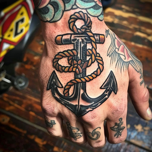 Anchor and ropes tattoo designs in Sailor Jerry style
